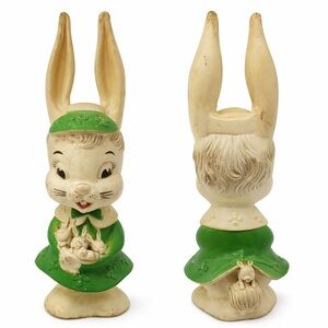 Rare American Vtg Easter Bunny Mama Soft vinyl Squeeze Toy Rubber Doll Rabbit